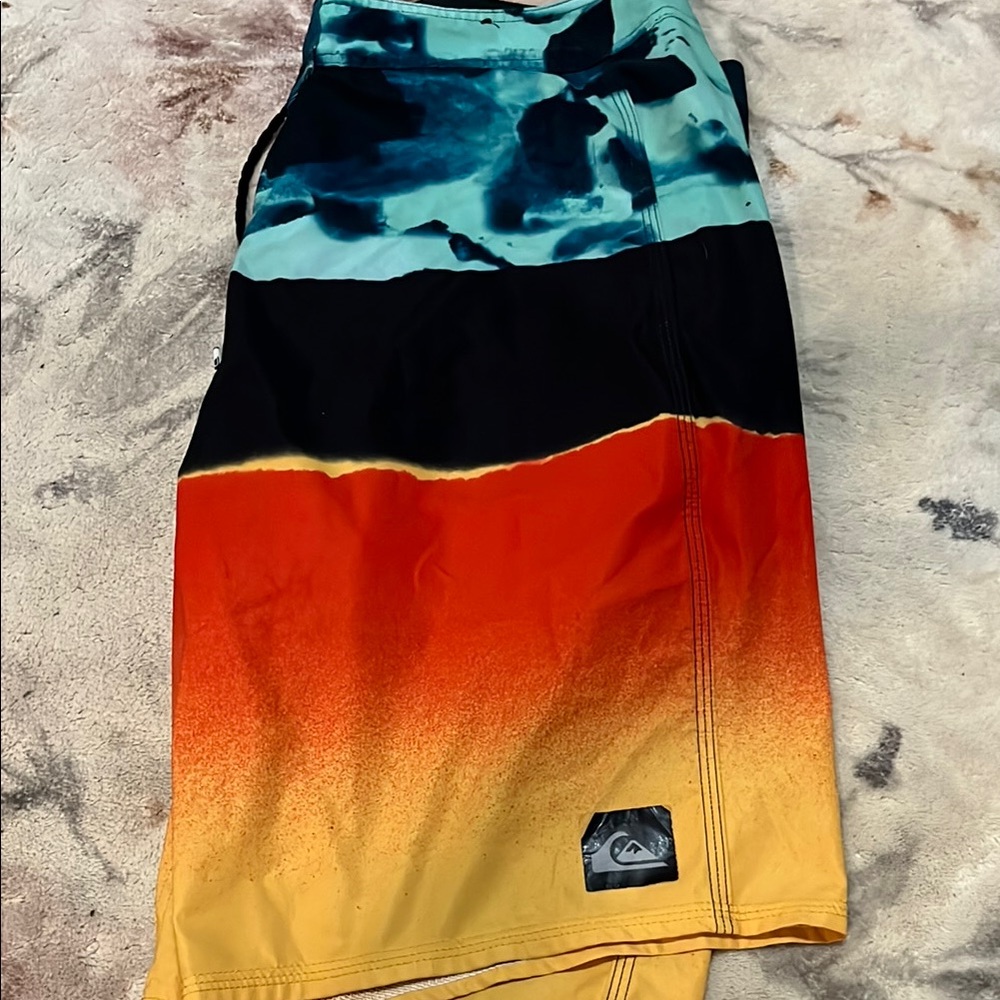 Quicksilver Gradient Swim Trunks - Black, Blue, Orange - Picture 2 of 6